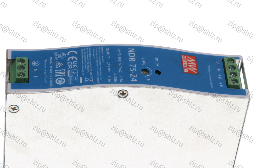 Блок питания 24В, 3,2А Mean Well NDR-75-24