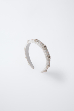 ZARA ОБОДОК ИЗ БИСЕРА, БЕЛЫЙ