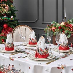 НАБОР САЛФЕТОК ИЗ 2-Х ШТ "МОРОЗКО.СНЕГИРИ",40Х40СМ, 100% ХЛОПОК,КРАСНЫЙ,ТВИЛ