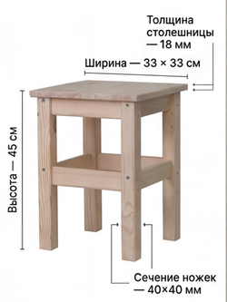 Табурет для кухни, 33х33х45, Одвар, 4 шт., деревянный, для кухни, сосна, IKEA