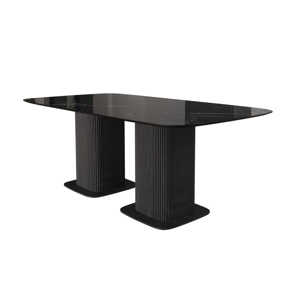 Стол прямоугольный Denver 270, керамика глянцевая, две опоры дерево