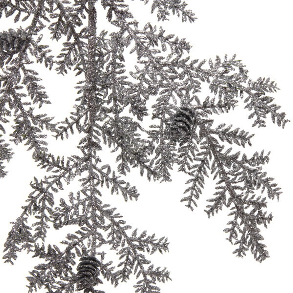 Ветка хвойная «Сосновые шишки» 80 см, Серебро