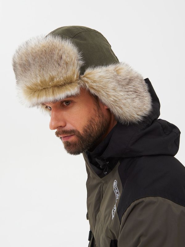 Шапка ушанка зимняя Горка-Люкс ткань Исландия цвет Хаки