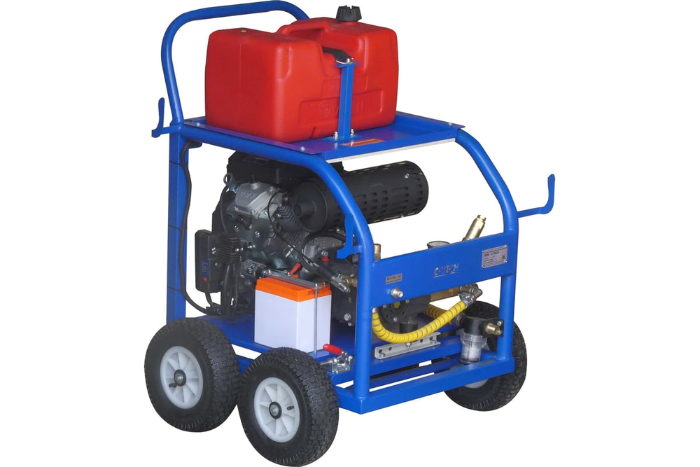 Бензиновый аппарат высокого давления C-TECH 500 бар, 15 л/мин, 24 лс, электростарт, шланг 10м, пистолет форсунка веерная