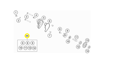 Ремкомплект помпы KTM, HQV, GASGAS 50/65сс