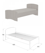 Кровать-4 одинарная ясень анкор светлый 900*1900