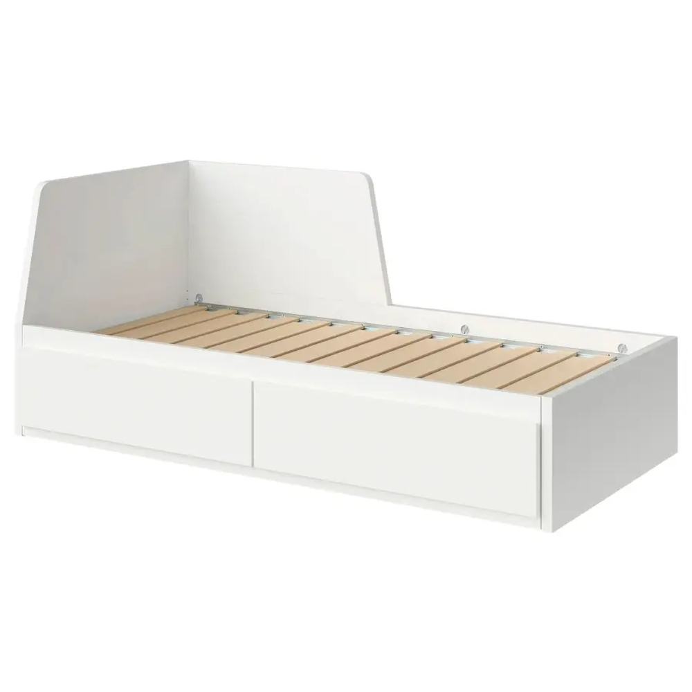 Каркас кушетки с 2 ящиками - IKEA FLEKKE, 200х80 см, белый, ФЛЕККЕ ИКЕА