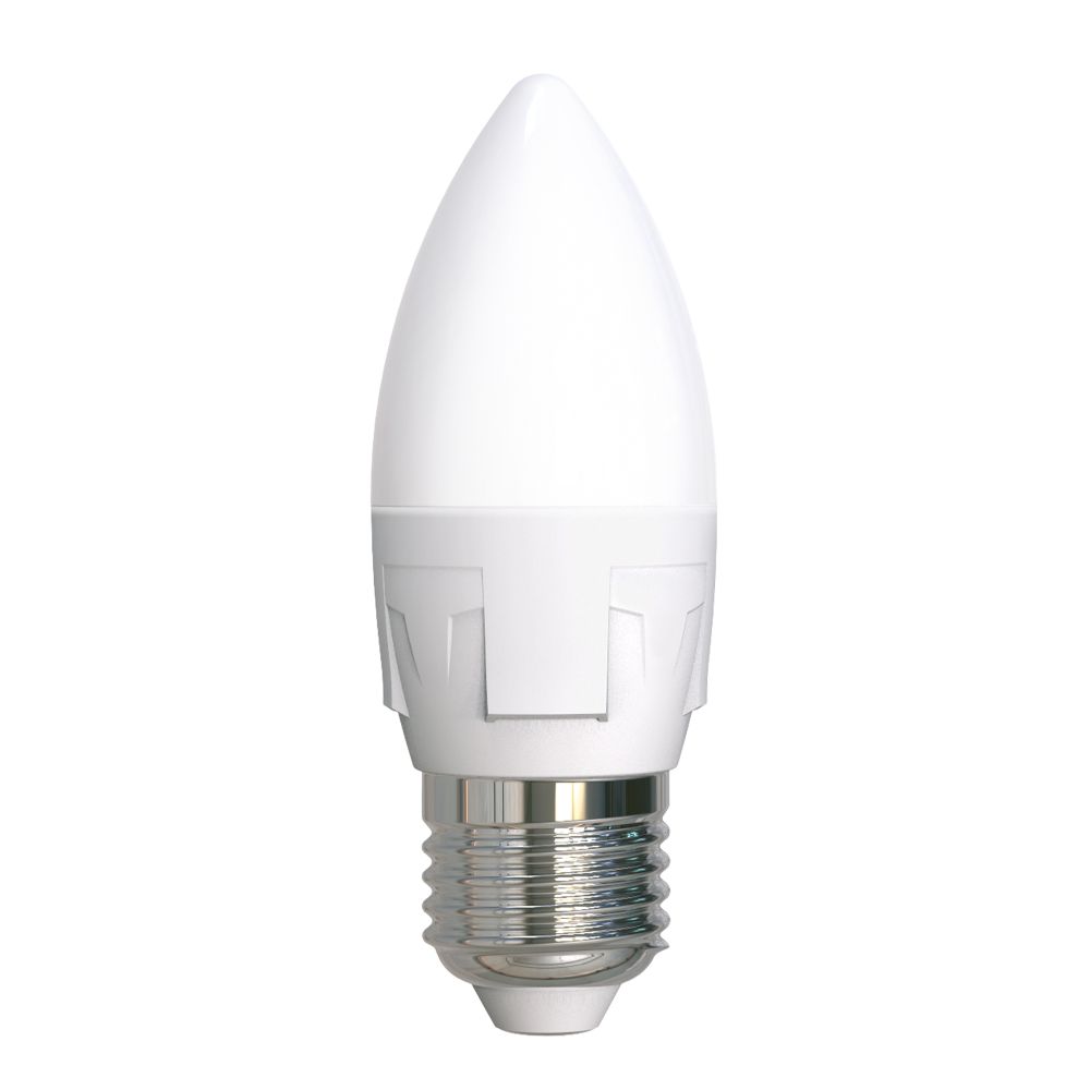 LED-C37 7W-6500K-E27-FR PLP01WH Лампа светодиодная. Форма свеча. матовая. Серия ЯРКАЯ. Дневной белый свет 6500K. Картон. ТМ Uniel