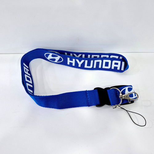 HYUNDAI (синий) Люкс / Брелок, шнурок для ключей на шею HYUNDAI (Хёндэ), ланъярд, крафт, синий (1 шт)