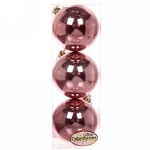 Новогодние шары 6 см (набор 3 шт) «Глянец», розовое золото