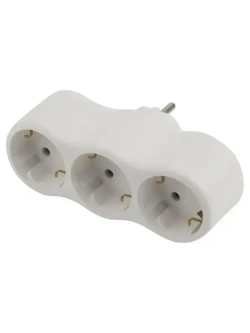 Тройник для розетки электрический Intro TR3e-W с заземлением 16А, белый