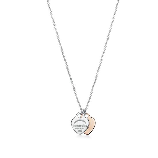 Подвеска Tiffany & Co. Double Heart Tag Pendant в серебре и розовом золоте