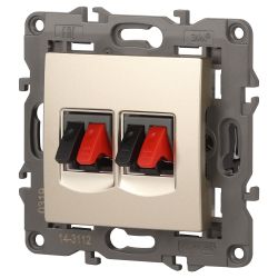 Розетка ЭРА Elegance 14-3112-04 аудио двойная IP20 шампань