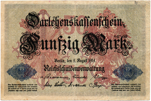 Банкнота 50 марок 1914 год Германская Империя