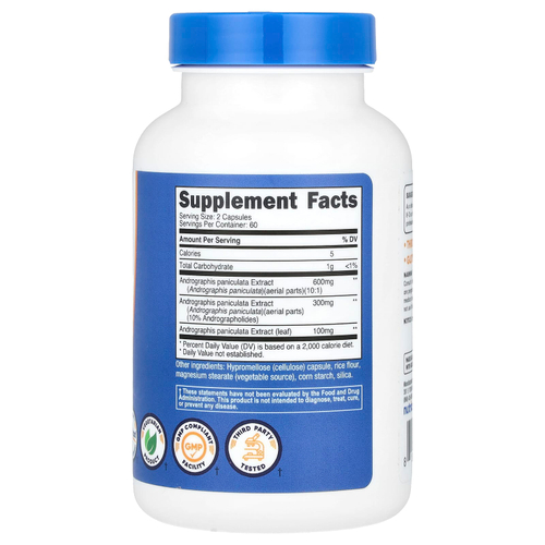 Nutricost, Экстракт андрографиса, 1000 мг, 120 капсул (500 мг на капсулу)