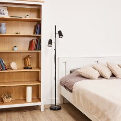 ULM-T600 2х6W-4500K-DIM BLACK Торшер напольный светодиодный. 2х6W. Сенсорный выключатель. Диммер. Черный. ТМ Uniel