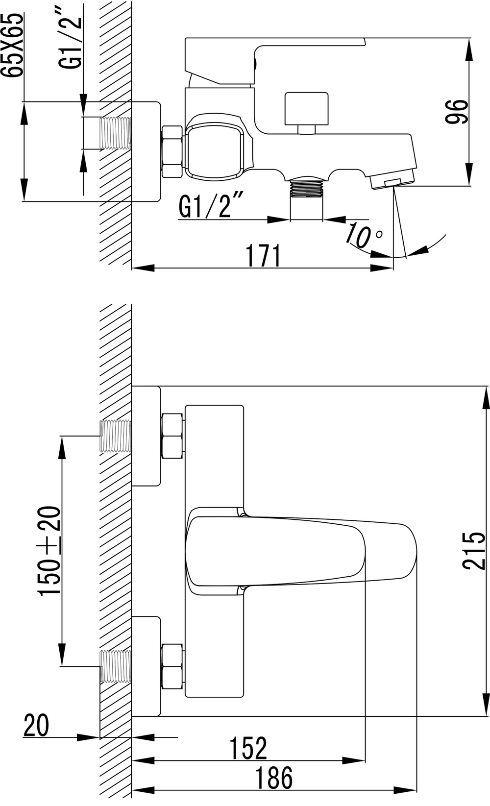 Смеситель для ванны с душем STWORKI Купервик S22100CR хром