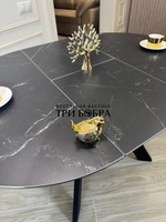 Круглый стол "Бонжур", керамогранит, черный мрамор