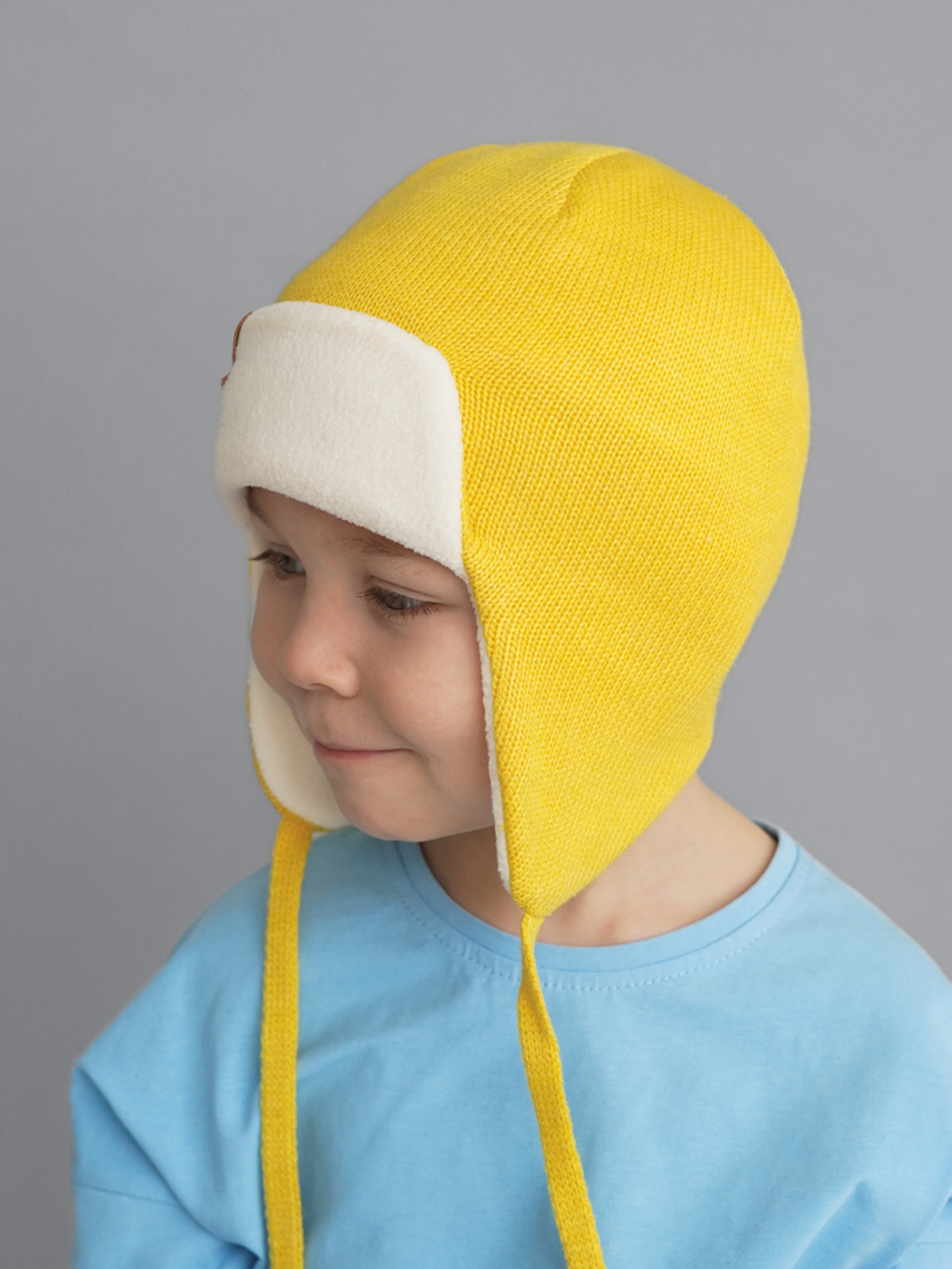 Шапка весенняя/осенняя вязаная (Горчица) ТОКИ*