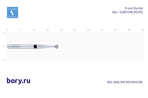 Бор алмазный черный Frank Dental типа FG - D.801.016.SG.FG