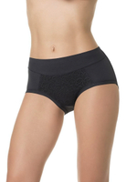 Высокие трусики plus size с кружевной вставкой (Размер: XL) (Цвет: черный)