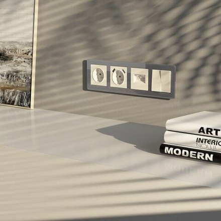 Розетка двойная Ethernet RJ-45 (айвори матовый)