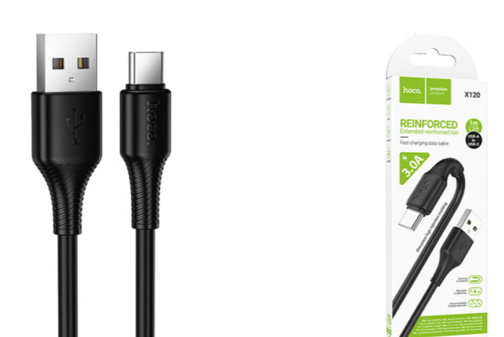 Кабель HOCO X120 USB-Type-C 3A 1м PVC Black