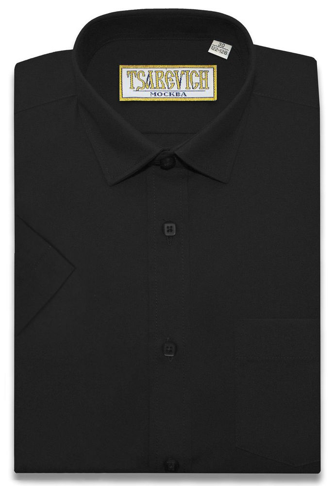 Черная рубашка с коротким рукавом для мальчика TSAREVICH