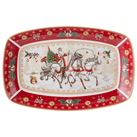 БЛЮДО LEFARD "ТРОЙКА" ПРЯМОУГ. 25*16*3 СМ КРАСНОЕ (КОР=12ШТ.)