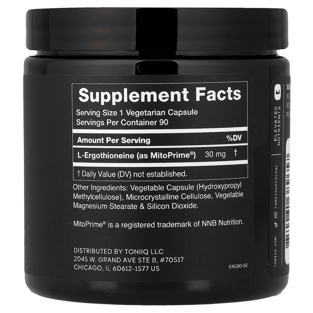 Toniiq, L-эрготионеин, 30 мг, 90 капсул