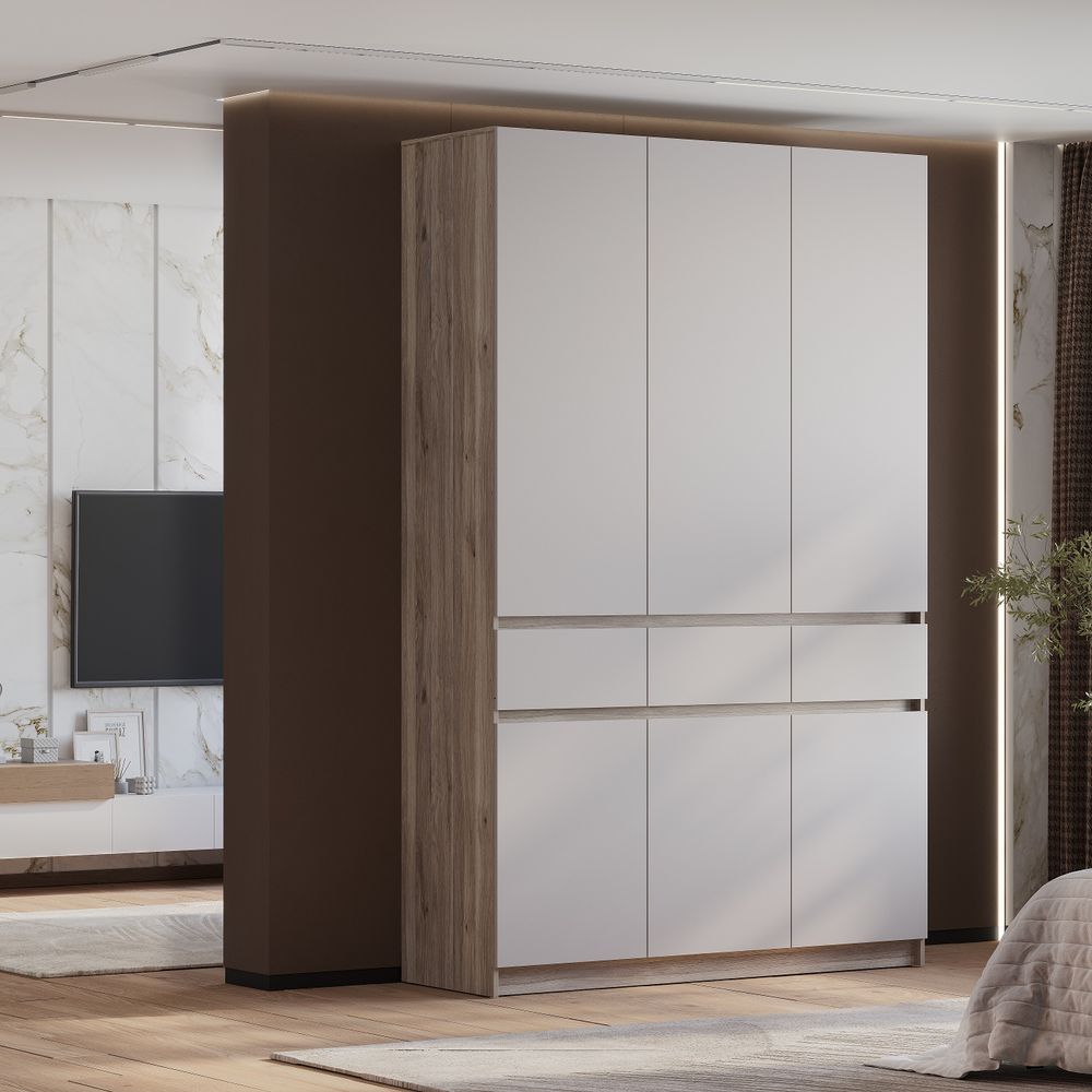 Шкаф 3-х створчатый Багира ШК-08 дуб смоки/кашемир