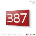 Номер на дверь 387, табличка на дверь для офиса, квартиры, кабинета, аудитории, склада, красная 120х70 мм, Айдентика Технолоджи