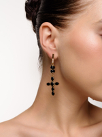 Серьги "Black Cross" из черного агата Gold