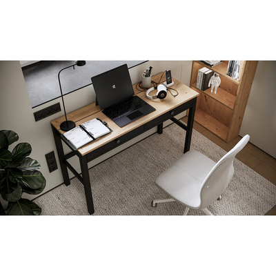 Письменный стол Хемнэс/Кымор, 121х47х75, черный/светло-коричневый