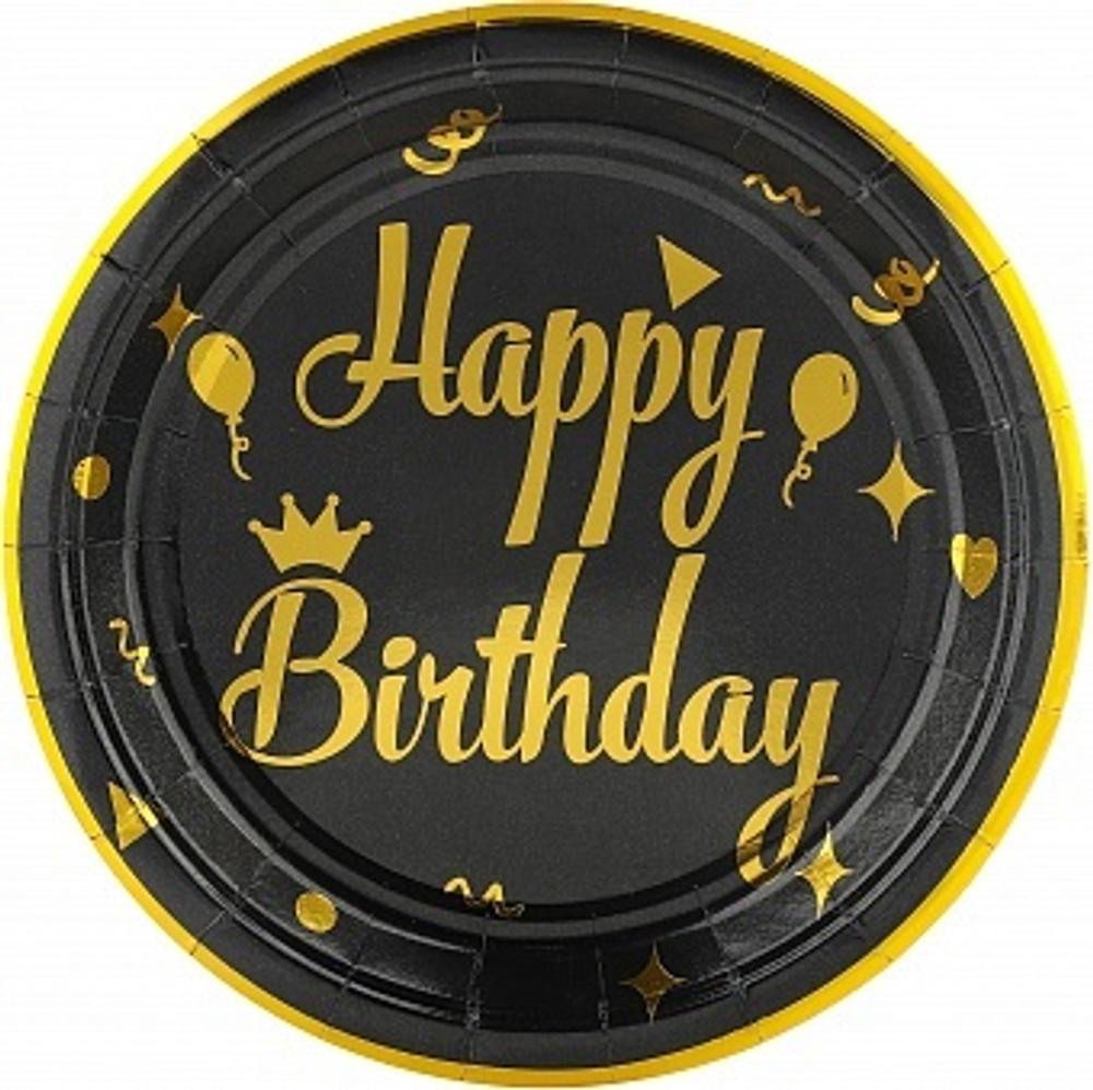 Тарелки (7''/18 см) Элегантный ДР Черный/Золото Металлик 6 шт.