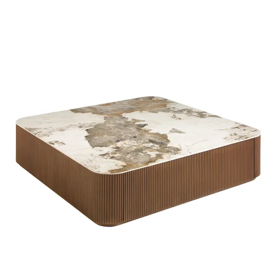 Журнальный столик Angel Cerda 2140 с выдвижной полкой, орех, керамика
