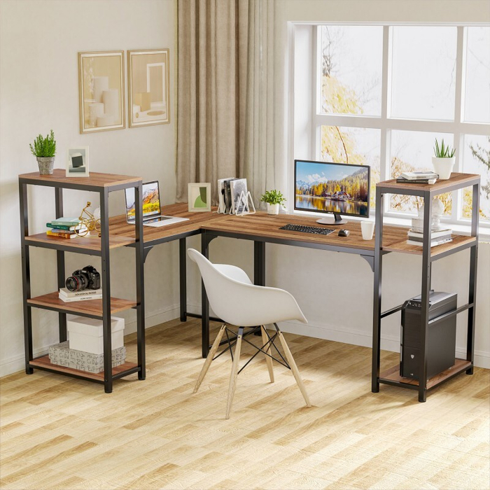 Стол письменный (для компьютера) со стеллажом EUREKA ZX-SH140A-RW с шириной 140 см, Reclaimed Wood (ZX-SH140A-RW)