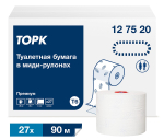 Туалетная бумага Торк Миди Премиум T6, 2-слойная, белая, 90 метров, 27 рулонов в коробке