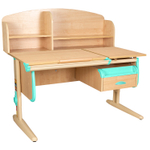 Растущая парта Дэми СУТ 25 с задней полкой СУТ.34.390 и навесной тумбой (1200×880 мм)