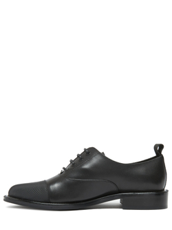 Женские комбинированные туфли чёрные со шнурками