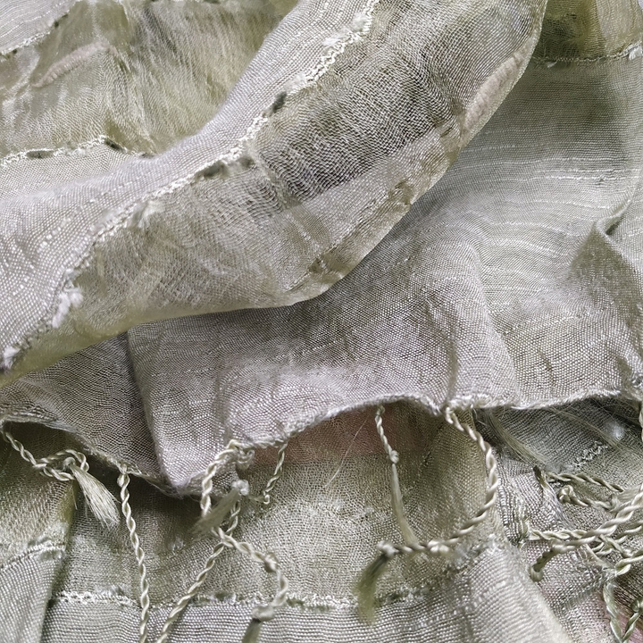 Палантин Органза плотная с прозрачными полосками цвет зеленый 70х190см.