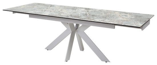 Стол BELLUNO 160 KL-170 MALACHITE, итальянская керамика/ белый каркас