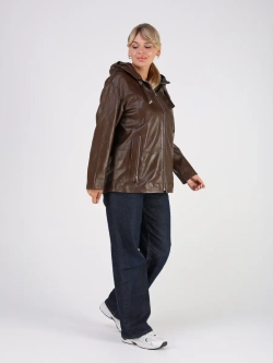 Кожаная куртка демисезонная с капюшоном