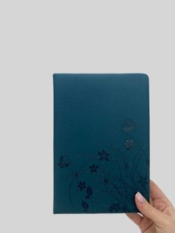 Блокнот 135 л. В5 25*17,5 см лин. т.бирюзовые цветы  (7670-4)