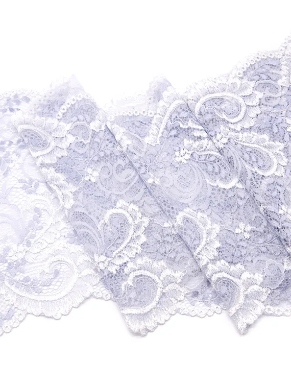 03-158 Кружево эластичное 22 см, айвори/голубой