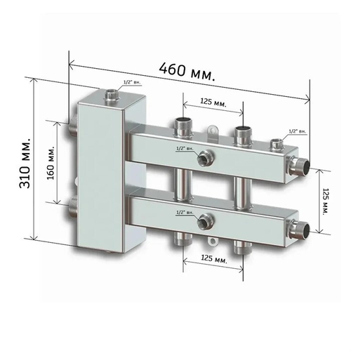 ЭТНА М3 Гидрострелка 80/80 Гидравлический разделитель с коллектором НЕРЖАВЕЙКА Aisi 304