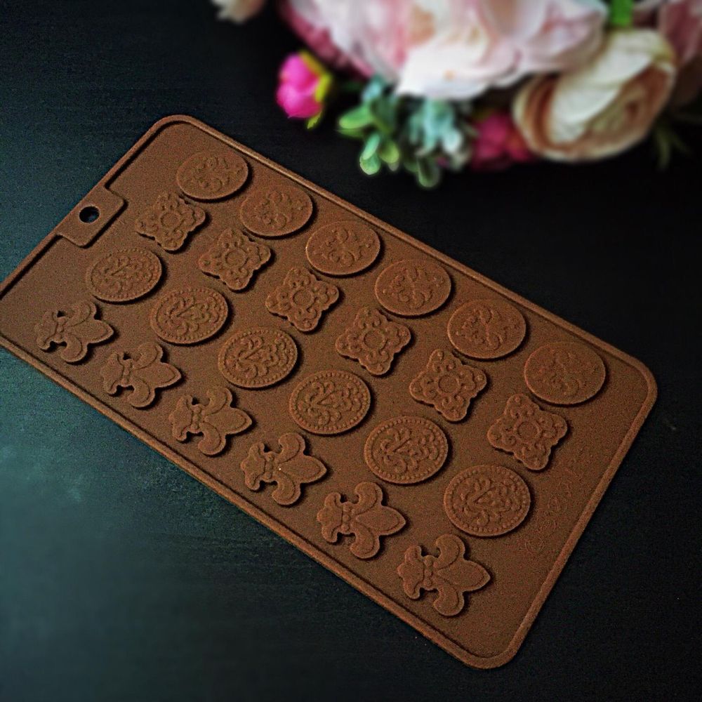 Силиконовая форма для шоколада ПЛОСКИЕ Мини УЗОРЫ (20х25мм)