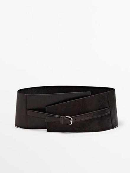 Massimo Dutti Ремень-пояс из кожи наппа, коричневый