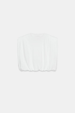 ZARA ТОП-БАЛЛОН С ПОДПЛЕЧНИКАМИ, БЕЛЫЙ