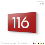 Номер на дверь квартиры 116, табличка на дверь для офиса, кабинета, аудитории, склада, красная 120х70 мм, Айдентика Технолоджи